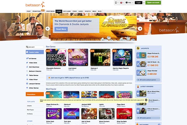 Play at Betsson Casino Betsson Home